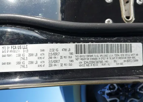 2019 Jeep Compass Trailhawk 4X4 из США, поврежденный, VIN 3C4NJDDBXKT807945